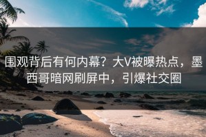 围观背后有何内幕？大V被曝热点，墨西哥暗网刷屏中，引爆社交圈