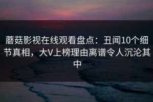 蘑菇影视在线观看盘点：丑闻10个细节真相，大V上榜理由离谱令人沉沦其中