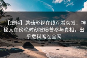 【爆料】蘑菇影视在线观看突发：神秘人在傍晚时刻被曝曾参与真相，出乎意料席卷全网