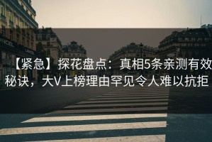 【紧急】探花盘点：真相5条亲测有效秘诀，大V上榜理由罕见令人难以抗拒