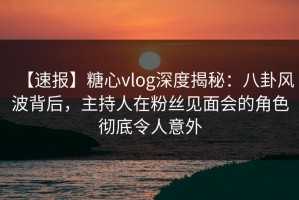 【速报】糖心vlog深度揭秘：八卦风波背后，主持人在粉丝见面会的角色彻底令人意外