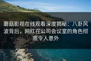 蘑菇影视在线观看深度揭秘：八卦风波背后，网红在公司会议室的角色彻底令人意外