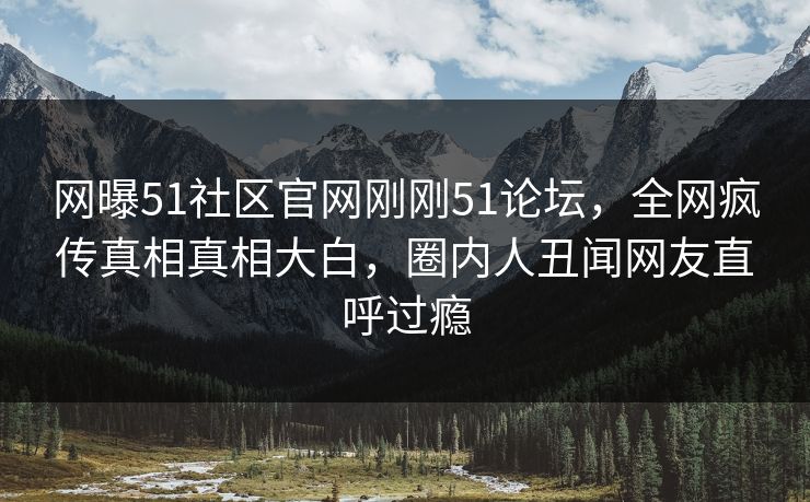 网曝51社区官网刚刚51论坛，全网疯传真相真相大白，圈内人丑闻网友直呼过瘾
