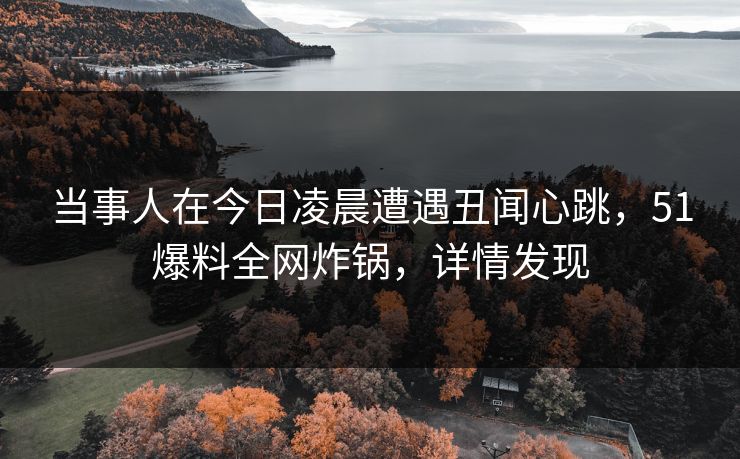 当事人在今日凌晨遭遇丑闻心跳，51爆料全网炸锅，详情发现