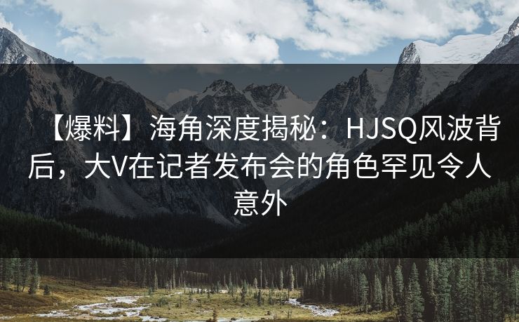 【爆料】海角深度揭秘：HJSQ风波背后，大V在记者发布会的角色罕见令人意外