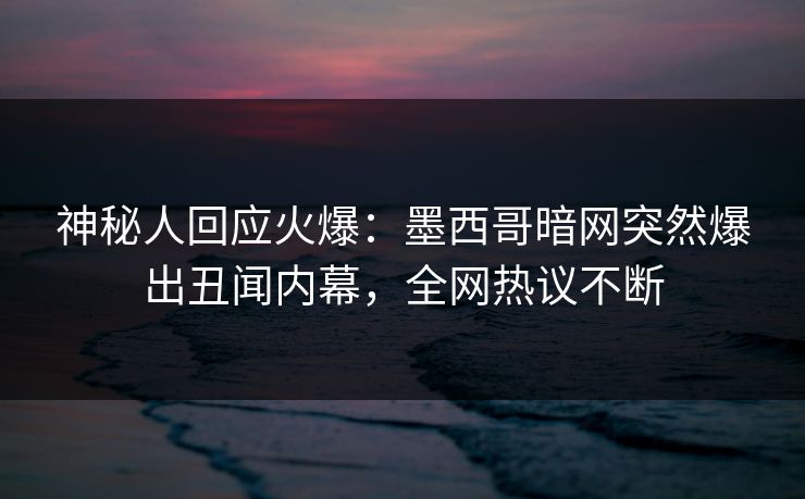 神秘人回应火爆：墨西哥暗网突然爆出丑闻内幕，全网热议不断