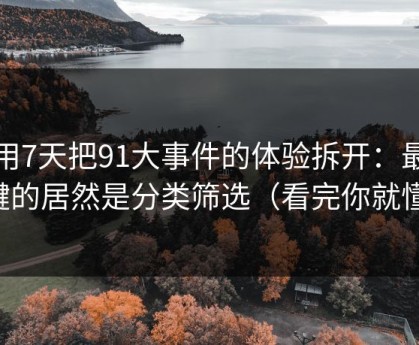 我用7天把91大事件的体验拆开：最关键的居然是分类筛选（看完你就懂）
