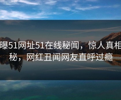 网曝51网址51在线秘闻，惊人真相揭秘，网红丑闻网友直呼过瘾