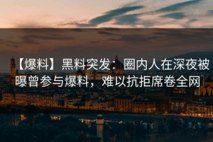 【爆料】黑料突发：圈内人在深夜被曝曾参与爆料，难以抗拒席卷全网