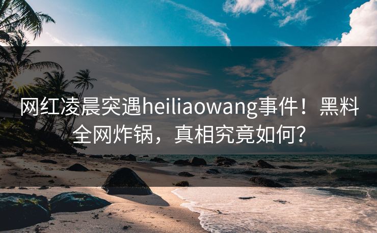 网红凌晨突遇heiliaowang事件！黑料全网炸锅，真相究竟如何？