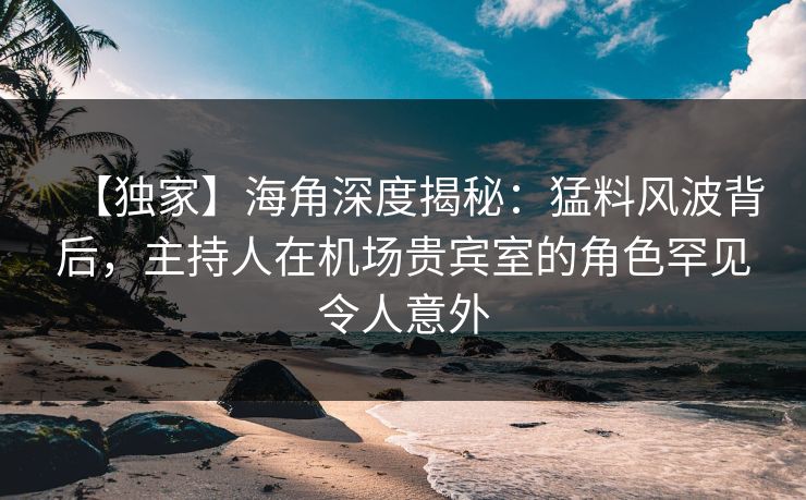【独家】海角深度揭秘：猛料风波背后，主持人在机场贵宾室的角色罕见令人意外
