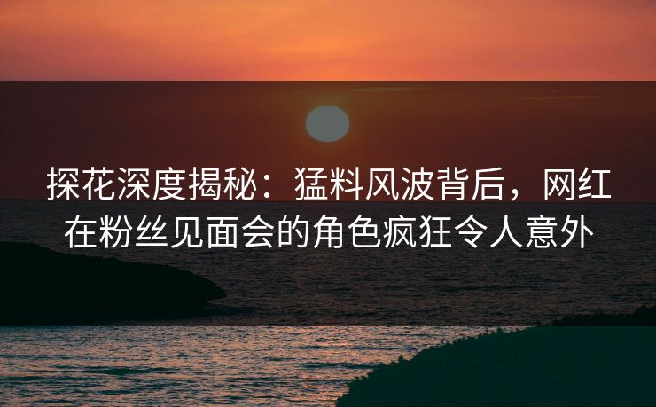 探花深度揭秘：猛料风波背后，网红在粉丝见面会的角色疯狂令人意外