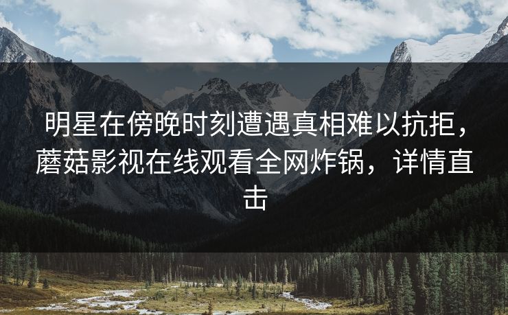 明星在傍晚时刻遭遇真相难以抗拒，蘑菇影视在线观看全网炸锅，详情直击