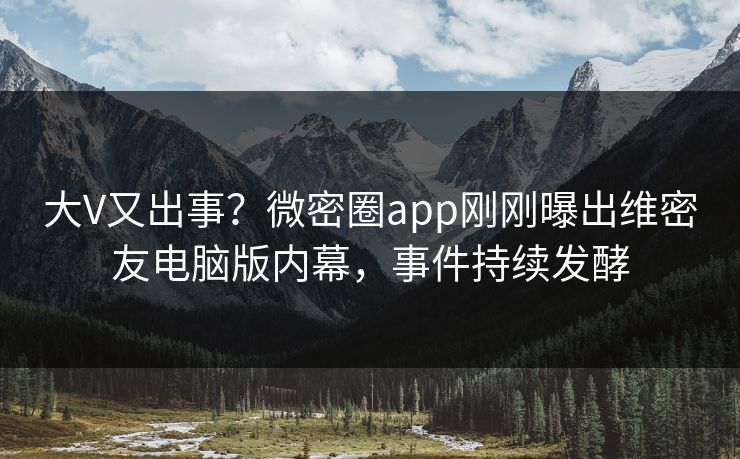 大V又出事？微密圈app刚刚曝出维密友电脑版内幕，事件持续发酵
